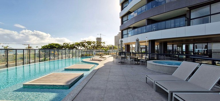 Climatizado e vista mar no Beach Class - COJAG0102