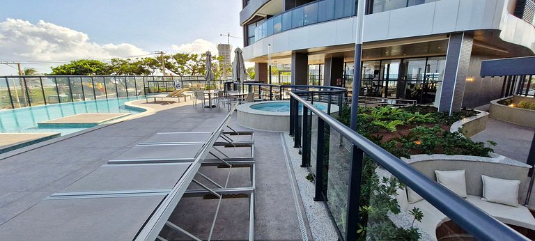 Climatizado e vista mar no Beach Class - COJAG0102