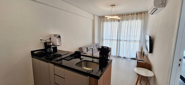 Climatizado e vista mar no Beach Class - COJAG0102