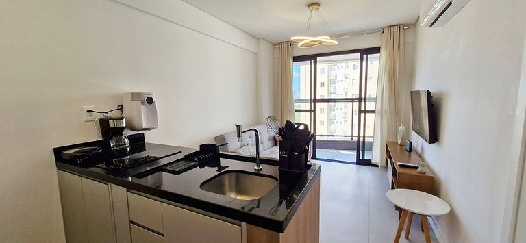 Climatizado e vista mar no Beach Class - COJAG0102