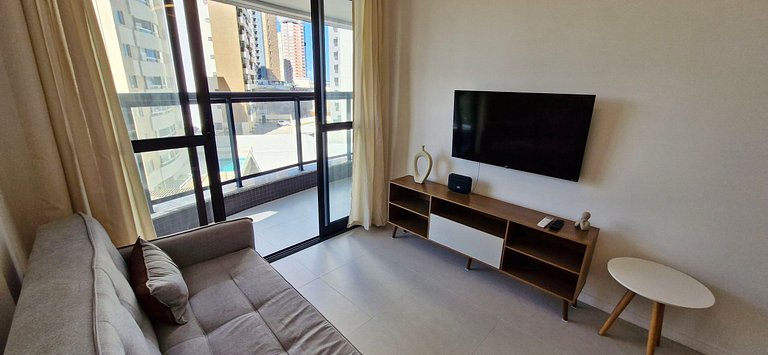 Climatizado e vista mar no Beach Class - COJAG0102